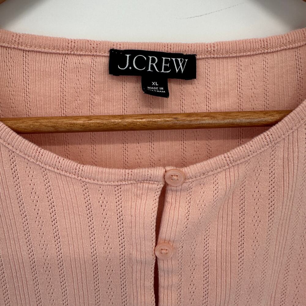 J. CREW Pointelle short-sleeve knit cardigan in Blush // XL - Picture 3 of 9